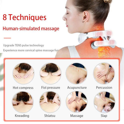 Smart Neck Massager with Heating Portable Electric Neck Massager for Pain Relief Simulation Pulse Massage 6.0 Home Health Care - StyleLab.