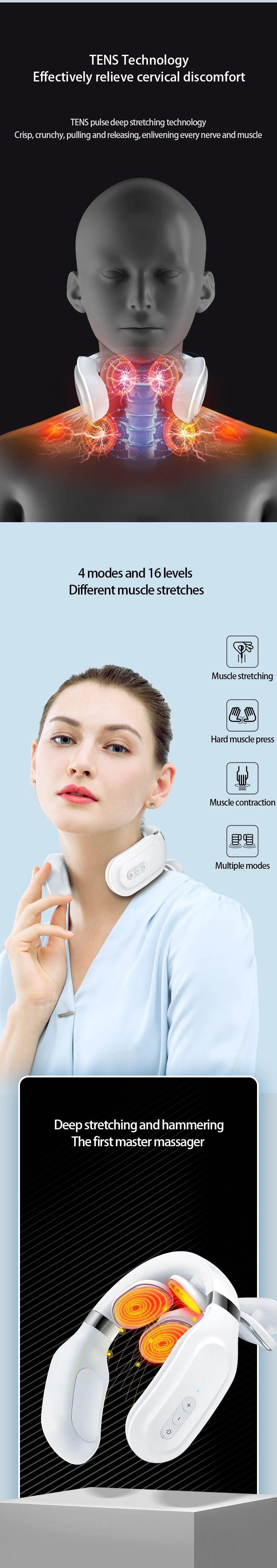 Smart Neck Massager with Heating Portable Electric Neck Massager for Pain Relief Simulation Pulse Massage 6.0 Home Health Care - StyleLab.