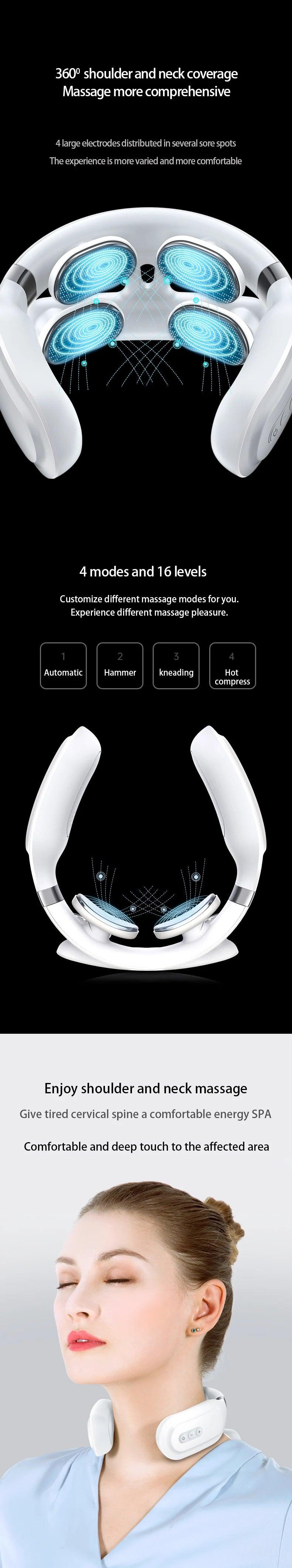 Smart Neck Massager with Heating Portable Electric Neck Massager for Pain Relief Simulation Pulse Massage 6.0 Home Health Care - StyleLab.